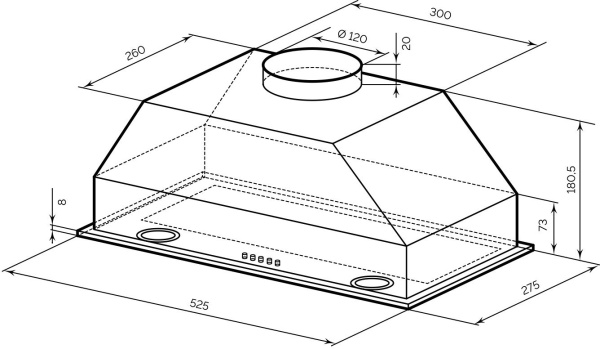 Вытяжка встраиваемая Lex Ghost G 600 черный управление: кнопочное (1 мотор)