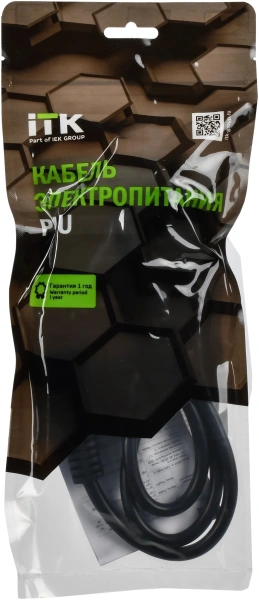 Шнур питания ITK PC-C19C20-1M C19-C20 проводник.:3x1.5мм2 1м 230В 16А черный