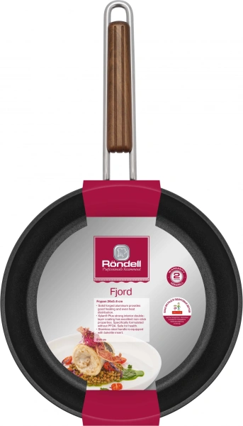 Сковорода Rondell Fjord RDA-1795 круглая 26см покрытие: Xylan Plus ручка несъемная (без крышки) черный