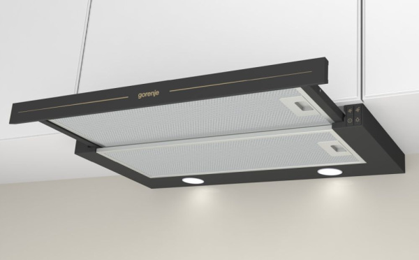 Вытяжка встраиваемая Gorenje BHP62CLB антрацит управление: кнопочное (1 мотор)