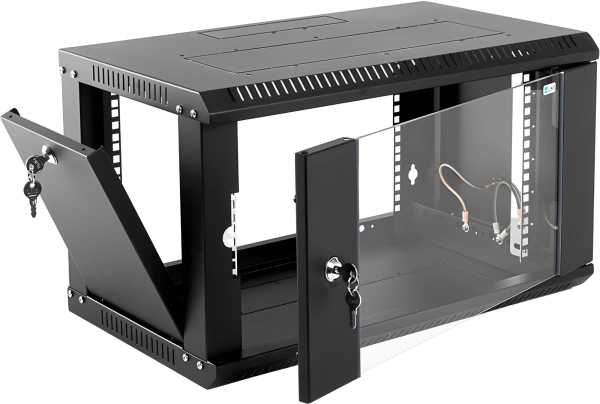 Шкаф коммутационный ЦМО ШРН-Эконом (ШРН-Э-6.500-9005) настенный 6U 600x520мм пер.дв.стекл 75кг белый 470мм 14.94кг 180град. 342мм