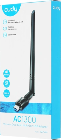 Сетевой адаптер Wi-Fi Cudy WU1400 AC1300 USB 3.0 (ант.внеш.несъем.) 1ант.