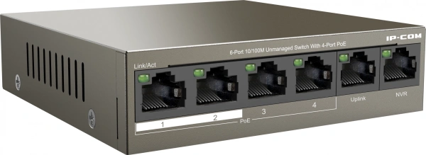 Коммутатор IP-Com F1106P-4-63W (L2) 6x100Мбит/с 4PoE 63W неуправляемый