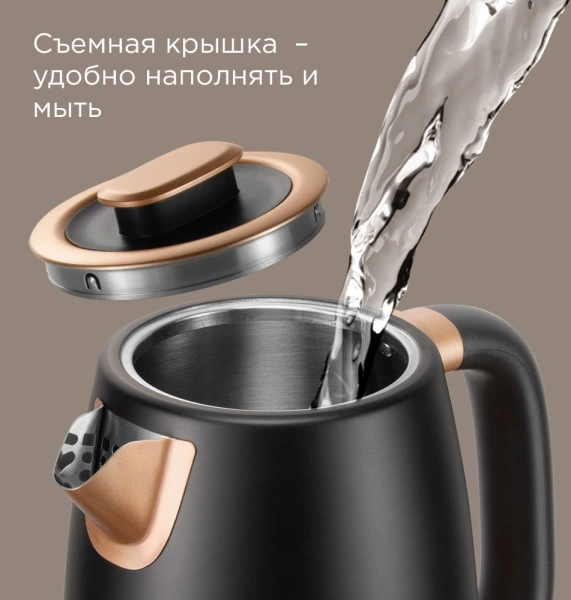 Чайник электрический Редмонд KM240 1.7л. 2200Вт черный/бронзовый корпус: нерж.сталь
