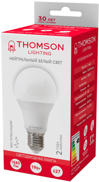 Лампа светодиодная Thomson TH-B2348 19Вт цок.:E27 груша 220B 4000K св.свеч.бел.нейт. A (упак.:1шт)