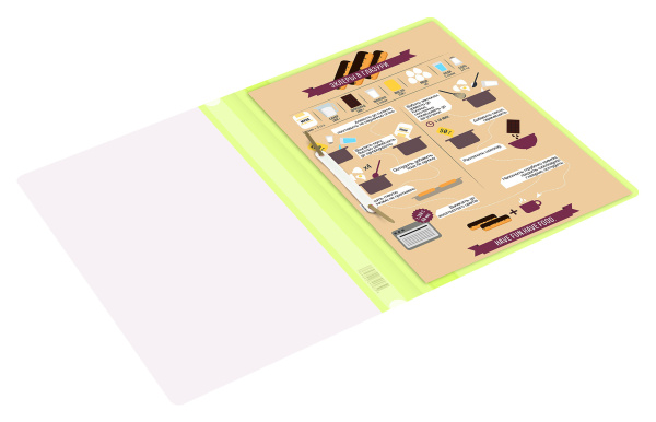 Папка-скоросшиватель Бюрократ Double Neon -PSLDNE/YEL A4 прозрач.верх.лист пластик желтый 0.14/0.18