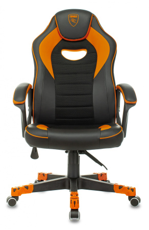 Кресло игровое Zombie GAME 16 черный/оранжевый текстиль/эко.кожа крестов. пластик