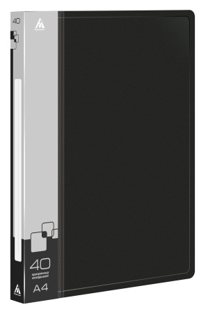 Папка с 40 прозр.вклад. Бюрократ -BPV40BLCK A4 пластик 0.65мм торц.карм с бум. встав черный