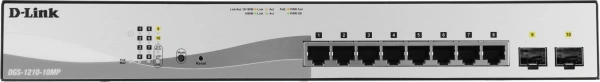 Коммутатор D-Link DGS-1210-10MP/F3A (L2) 8x1Гбит/с 2SFP 8PoE 130W настраиваемый