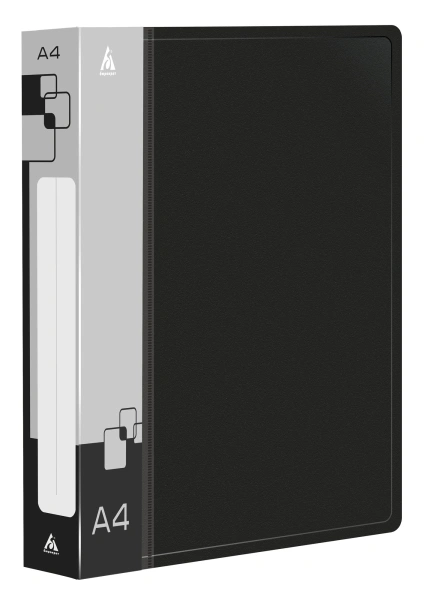 Папка на 4-х D-кольцах Бюрократ -0840/4DBLCK A4 пластик 0.8мм кор.40мм внутр. с вставкой черный