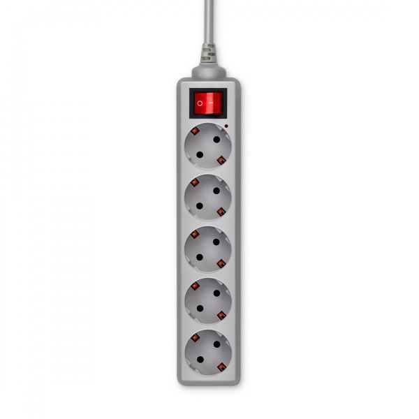 Сетевой фильтр Buro 500SL-5-G 5м (5 розеток) серый (пакет ПЭ)