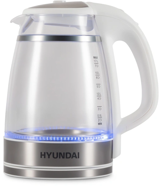 Чайник Hyundai HYK-G3506 1.7л. 2200Вт белый/серебристый (стекло)