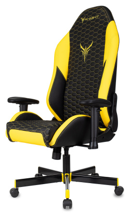 Кресло игровое Knight Neon черный/желтый соты эко.кожа с подголов. крестов. металл
