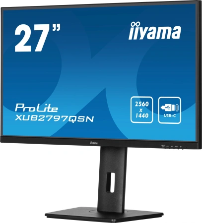 Монитор Iiyama 27" ProLite XUB2797QSN-B1 черный IPS LED 16:9 HDMI M/M матовая HAS Piv 1300:1 250cd 178гр/178гр 2560x1440 100Hz DP Quad HD 2K (1440p) USB 6.1кг