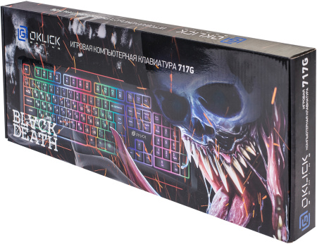 Клавиатура Оклик 717G BLACK DEATH черный/серый USB Multimedia for gamer LED