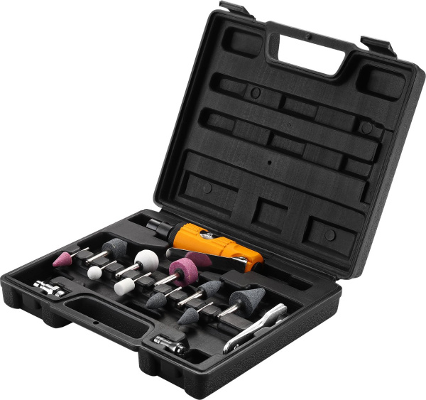 Шлифмашина орбитальная Deko DKPT02 SET 3 113л/мин шпинд.:3мм желтый/черный