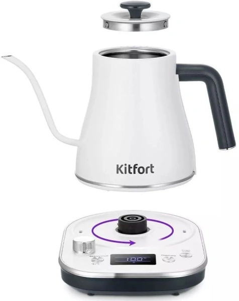 Чайник электрический Kitfort КТ-6684 0.8л. 1200Вт белый корпус: нерж.сталь/пластик
