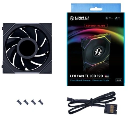 Вентилятор для корпуса Lian-Li Uni Fan TL 120 LCD Reverse ARGB 120х120x28 черный 7-pin 31дБ (G99.12RTLLCD1B.00) Ret