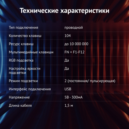 Клавиатура Оклик 717G BLACK DEATH черный/серый USB Multimedia for gamer LED