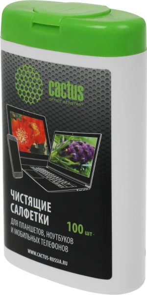 Салфетки Cactus CS-T1005 для планшетов и смартфонов малая туба 100шт влажных