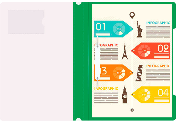 Папка-скоросшиватель Бюрократ -PS-V20GRN A4 прозрач.верх.лист карм.для визит. пластик зеленый 0.12/0.16