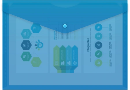 Конверт на кнопке Бюрократ Economy -PK100BLU A4 пластик 0.10мм синий