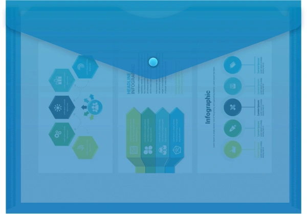 Конверт на кнопке Бюрократ Economy -PK100BLU A4 пластик 0.10мм синий