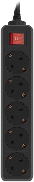 Сетевой фильтр PC Pet AP01006-E-B 1.8м (5 розеток) черный (пакет ПЭ)