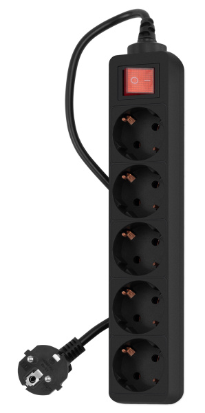 Сетевой фильтр PC Pet AP01006-3-B 3м (5 розеток) черный (пакет ПЭ)
