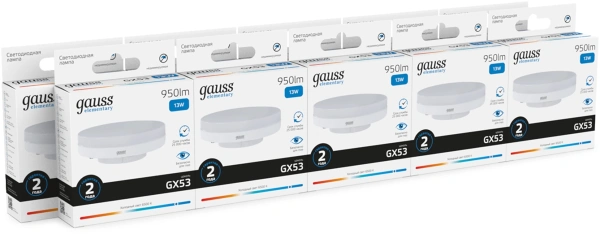 Лампа светодиодная Gauss Elementary 83833 13Вт цок.:GX53 таблетка 180B св.свеч.бел.хол. GX53 (упак.:10шт)
