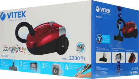 Пылесос Vitek VT-1820 1400Вт красный/черный (в компл.:4мешка)