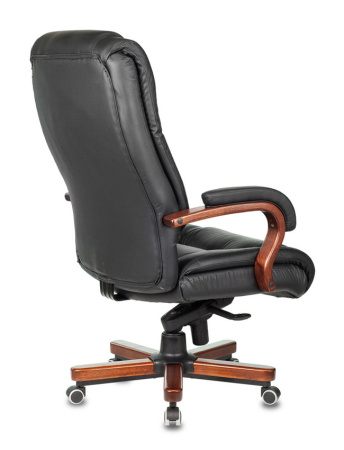 Кресло руководителя Бюрократ T-9925WALNUT черный кожа/кожзам крестов. металл/дерево