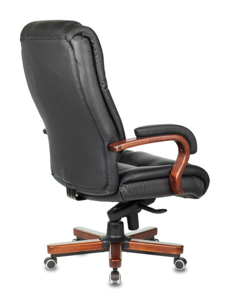 Кресло руководителя Бюрократ T-9925WALNUT черный кожа/кожзам крестов. металл/дерево