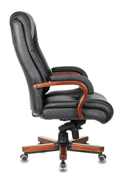 Кресло руководителя Бюрократ T-9925WALNUT черный кожа/кожзам крестов. металл/дерево