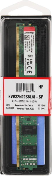 Память DDR4 8GB 3200MHz Kingston KVR32N22S6L/8-SP Valueram RTL PC4-25600 CL22 DIMM 288-pin 1.2В single rank Ret