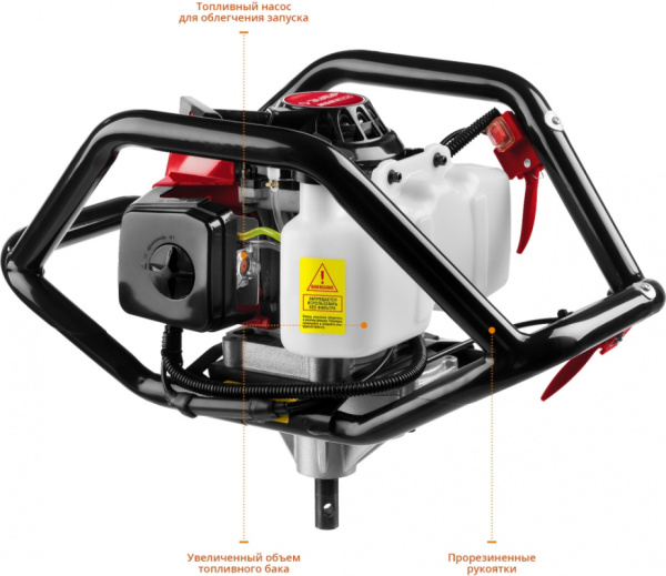 Мотобур Зубр МБ2-300 профес. 2-х такт. 2400Вт 3.26л.с. 71см3 8800об/мин