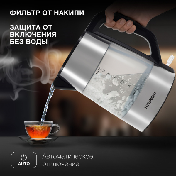 Чайник электрический Hyundai HYK-P4026 1.9л. 2200Вт черный (корпус: пластик)