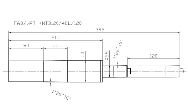 Газлифт Бюрократ NTB120 NTB120/4CL/120 черный