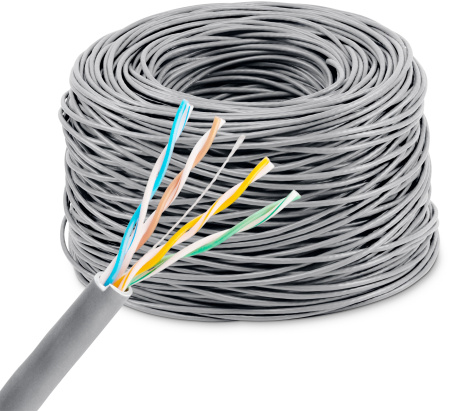 Кабель сетевой Buro UTP 4 пары cat5E solid 0.45мм Cu 305м серый
