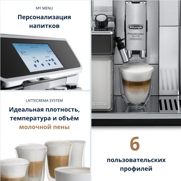 Кофемашина Delonghi PrimaDonna Elite Experience ECAM650.85.MS 1450Вт серебристый/черный