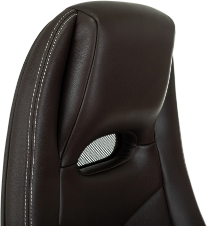 Кресло руководителя Бюрократ _Zen коричневый кожа крестов. алюминий