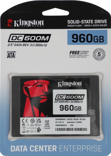Накопитель SSD Kingston SATA-III 960GB SEDC600M/960G DC600M 2.5" 1 DWPD