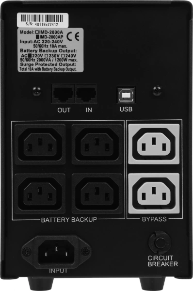 Источник бесперебойного питания Powercom Imperial IMD-2000AP 1200Вт 2000ВА черный