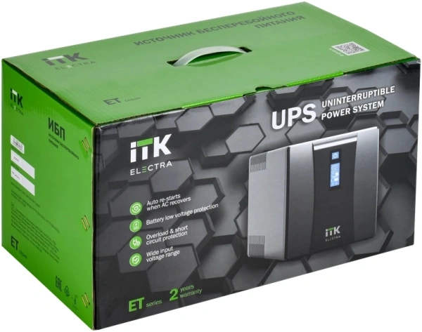 Источник бесперебойного питания ITK Electra EET-1200VA-1-002-S 720Вт 1200ВА черный