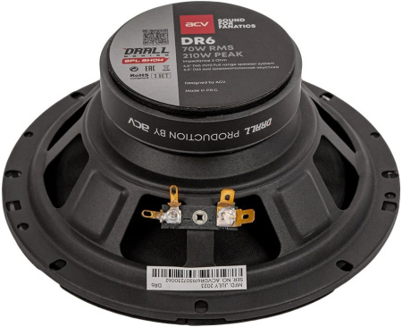 Колонки автомобильные ACV DRALL DR6 (без решетки) 210Вт 96дБ 3Ом 16см (6.5дюйм) (ком.:2кол.) широкополосные однополосные