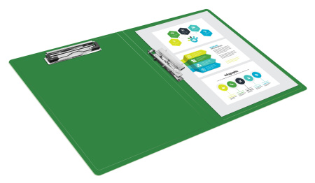 Папка метал.зажим/верх.приж Бюрократ -PZ07D+C A4 пластик 0.7мм торц.карм с бум. встав ассорти