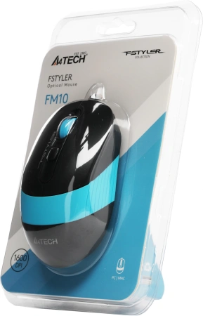 Мышь A4Tech Fstyler FM10 черный/синий оптическая (1600dpi) USB (4but)