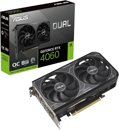 Видеокарта Asus PCI-E 4.0 DUAL-RTX4060-O8G-V2 NV RTX4060 8Gb 128bit GDDR6 2505/17000/HDMIx1/DPx3/HDC