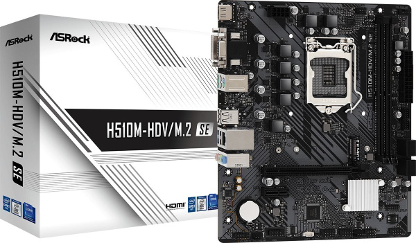 Материнская плата Asrock H510M-HDV/M.2 SE Soc-1200 Intel H470 2xDDR4 mATX AC`97 8ch(7.1) GbLAN+VGA+D