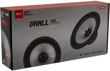 Колонки автомобильные ACV DRALL DR8 (без решетки) 300Вт 96дБ 3Ом 20см (8дюйм) (ком.:2кол.) широкополосные однополосные